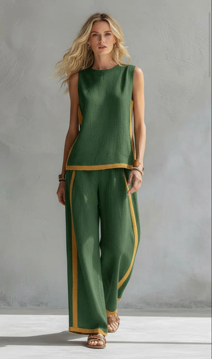 Leoncia | Conjunto elegante con top sin mangas y pantalón