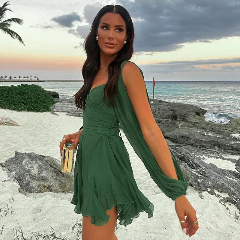 Cirella | Vestido mini de verano con manga larga para mujer