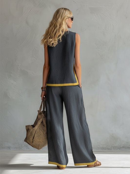 Leoncia | Conjunto elegante con top sin mangas y pantalón