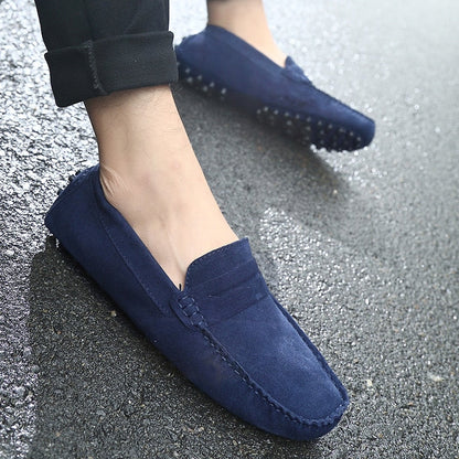 Renato | Mocasines para hombre con acabado ante y costuras
