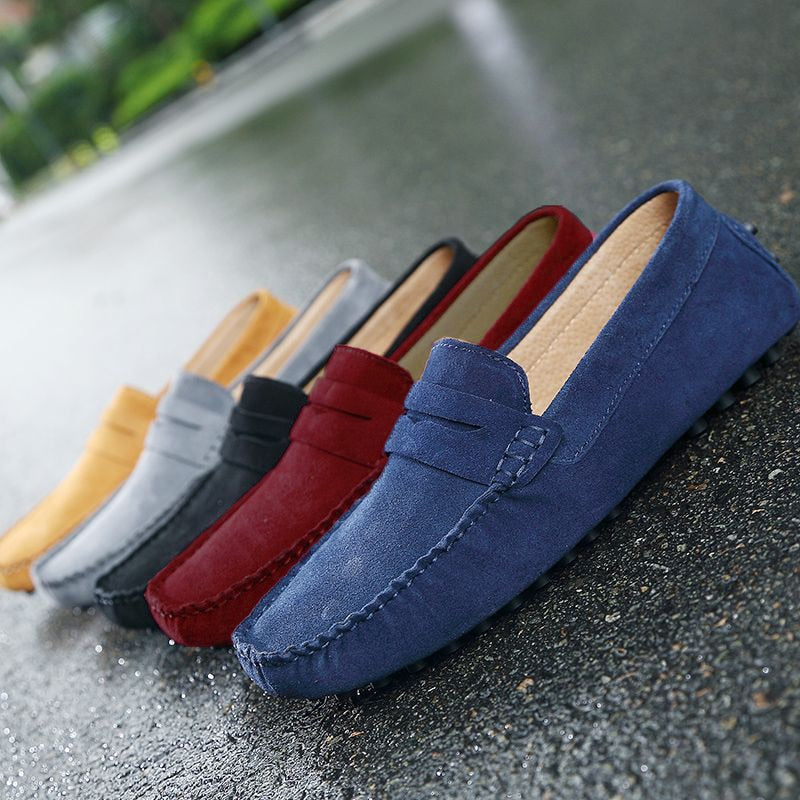 Renato | Mocasines para hombre con acabado ante y costuras