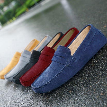 Renato | Mocasines para hombre con acabado ante y costuras