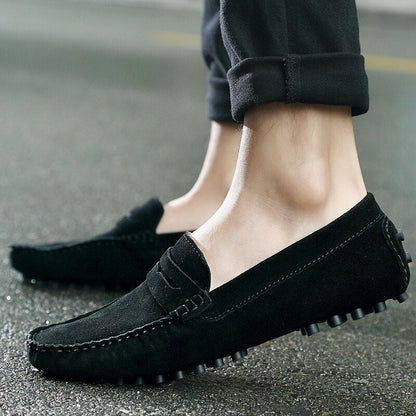 Renato | Mocasines para hombre con acabado ante y costuras