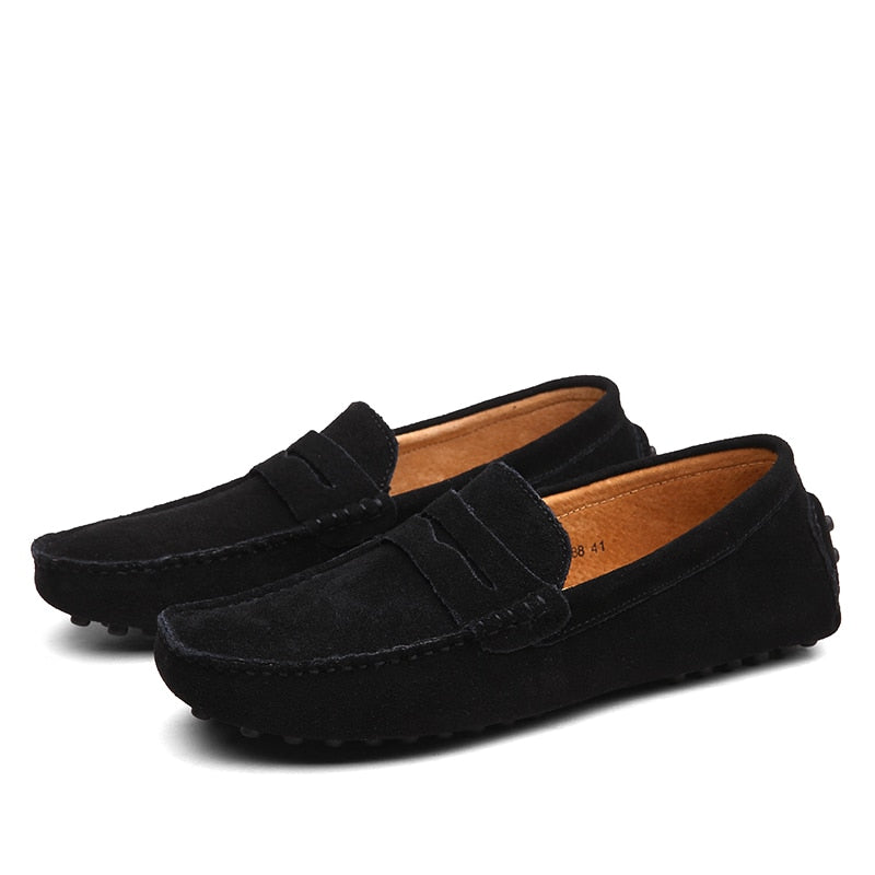 Renato | Mocasines para hombre con acabado ante y costuras