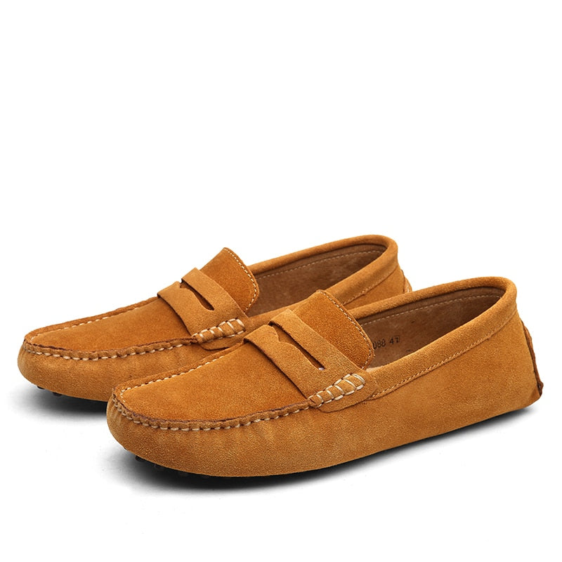 Renato | Mocasines para hombre con acabado ante y costuras