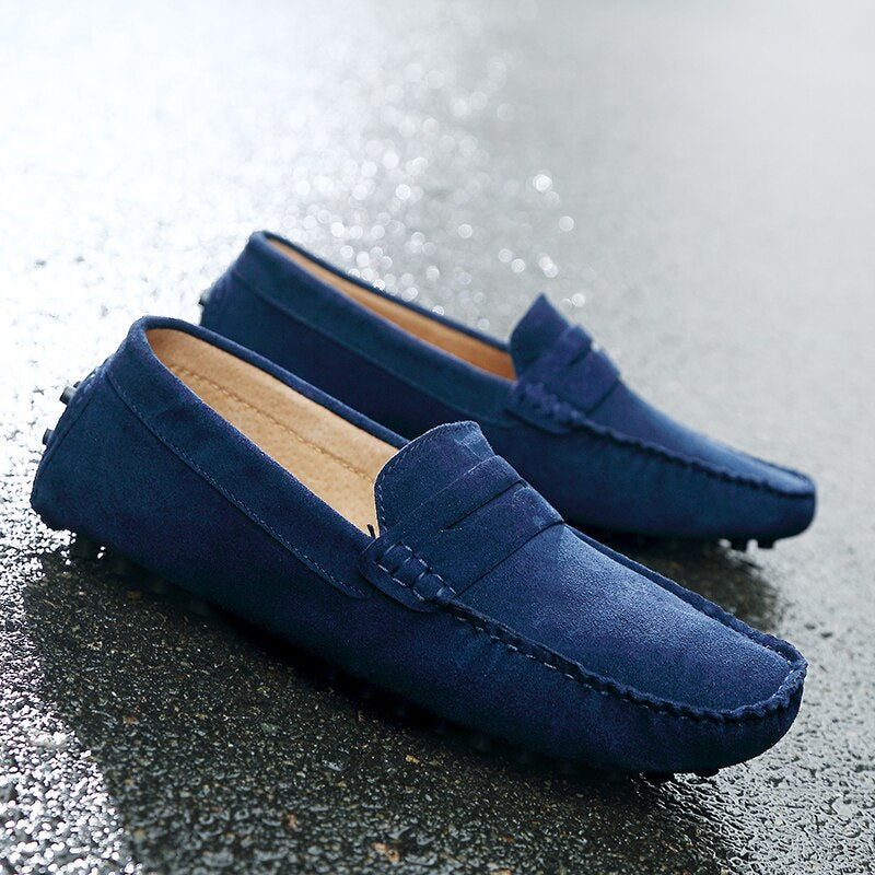Renato | Mocasines para hombre con acabado ante y costuras
