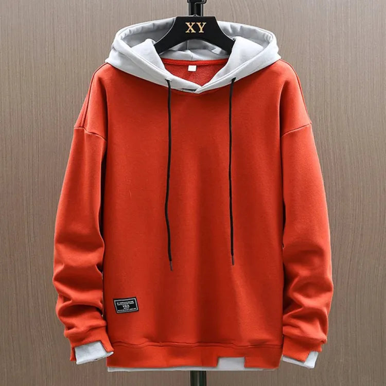 Sudadera casual bicolor con capucha para hombre