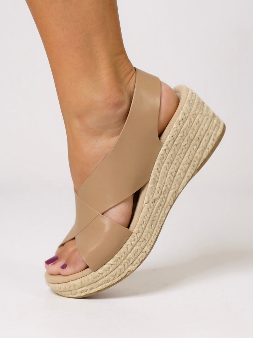 Genoveva | Espadryle damskie na koturnie z krzyżowanymi paskami