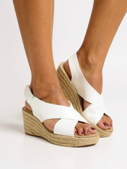 Genoveva | Espadryle damskie na koturnie z krzyżowanymi paskami