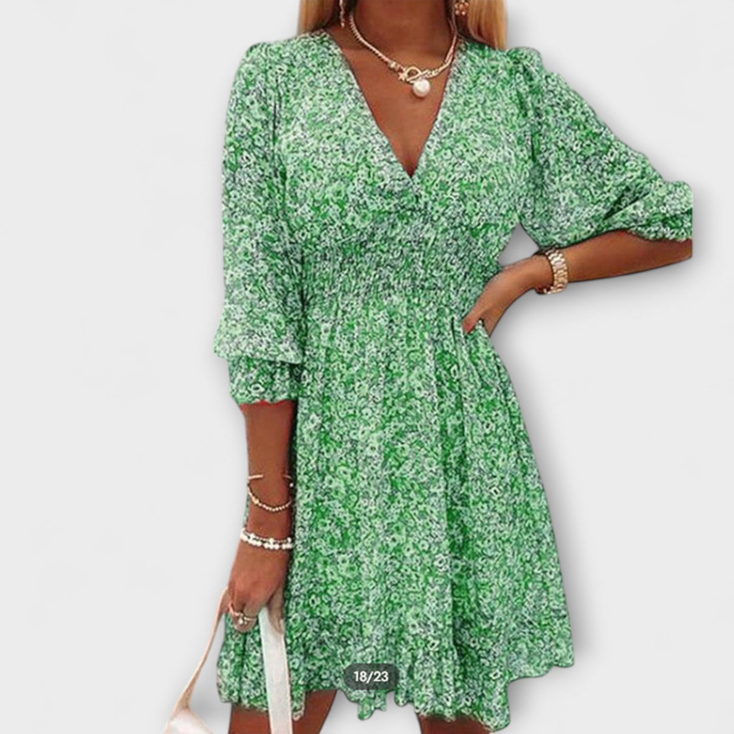 Amparo | Women's mini dress with floral print and V-neck