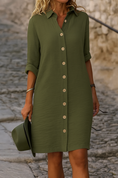 Jesusa | Women's Elegant Spring Shirt Dress with Buttons