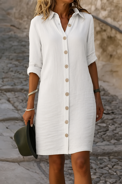 Jesusa | Women's Elegant Spring Shirt Dress with Buttons