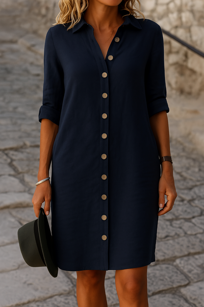 Jesusa | Women's Elegant Spring Shirt Dress with Buttons
