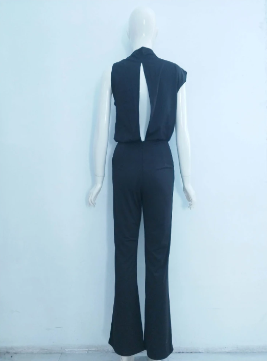 Vega | Women's jumpsuit with round neckline and wide legs