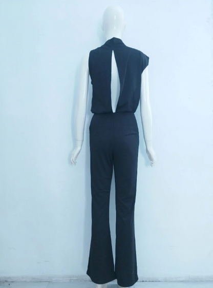Vega | Women's jumpsuit with round neckline and wide legs