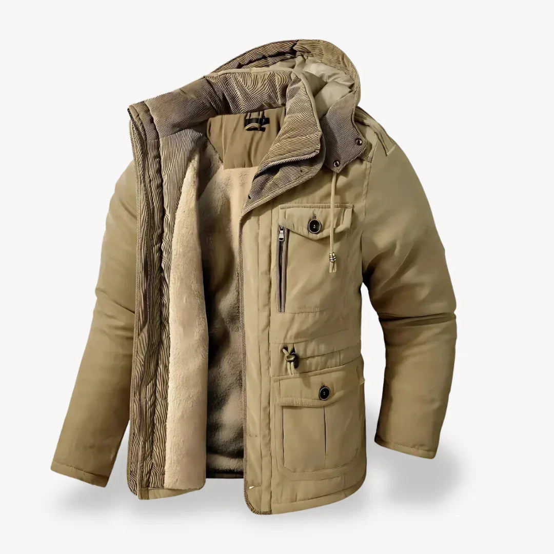 Chaqueta invernal robusto con forro polar para hombre