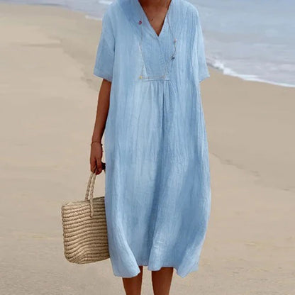 Evarista | Robe midi décontractée à manches courtes pour femme