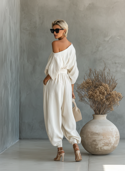Asunción | Conjunto elegante con hombro descubierto y pantalón