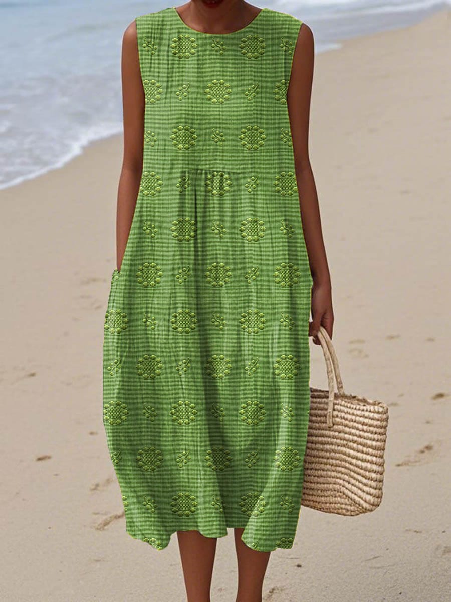 Orlena | Sleeveless Embroidered Summer Maxi Dress