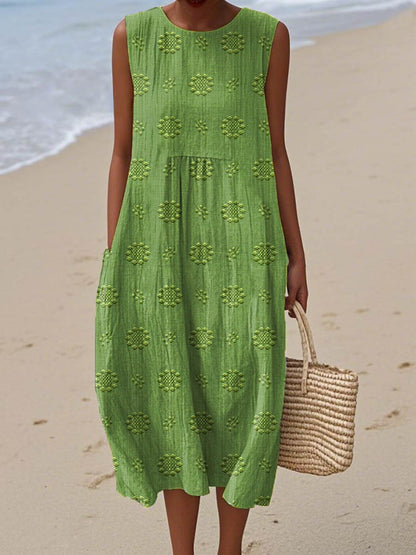 Orlena | Sleeveless Embroidered Summer Maxi Dress