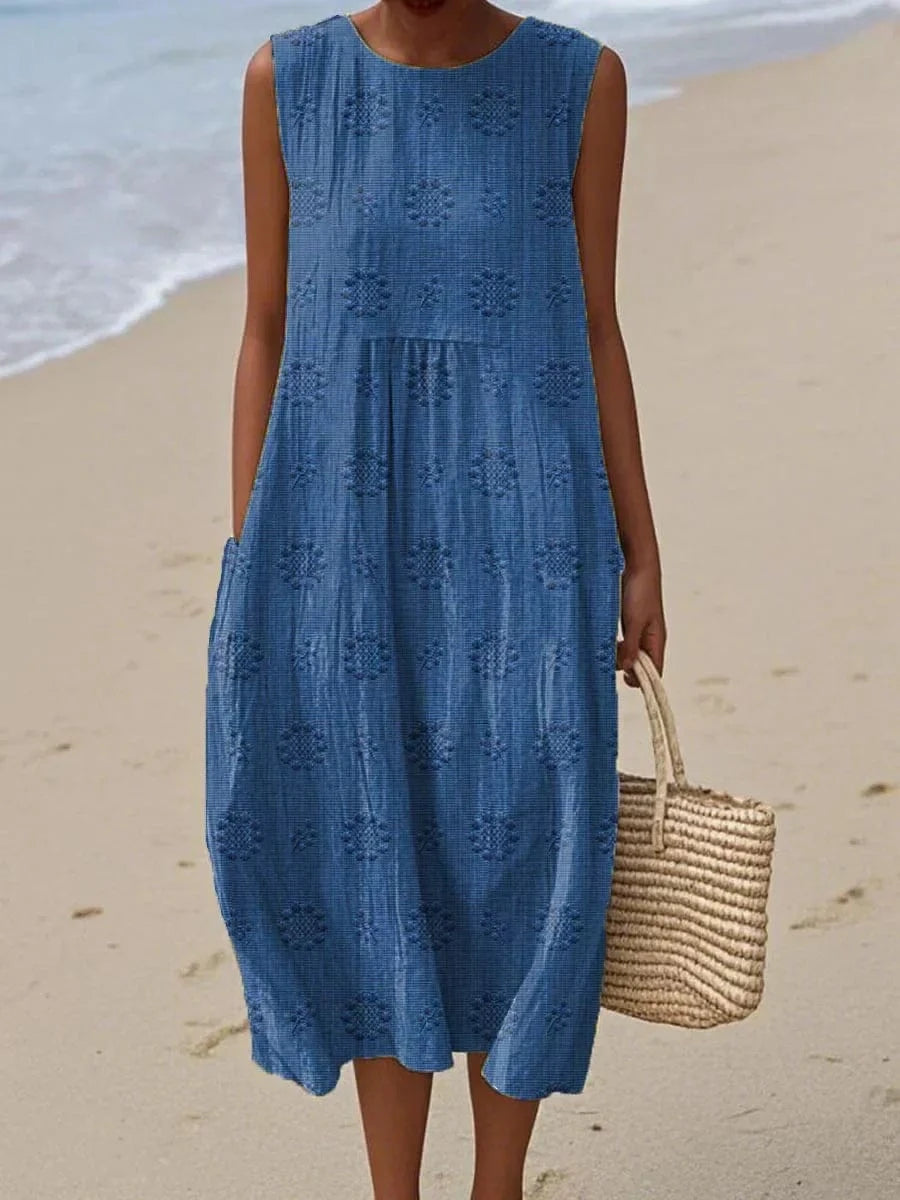 Orlena | Sleeveless Embroidered Summer Maxi Dress