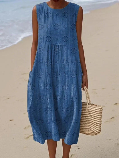 Orlena | Sleeveless Embroidered Summer Maxi Dress