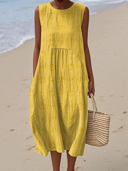 Orlena | Sleeveless Embroidered Summer Maxi Dress