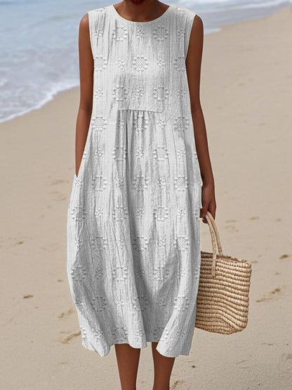 Orlena | Sleeveless Embroidered Summer Maxi Dress