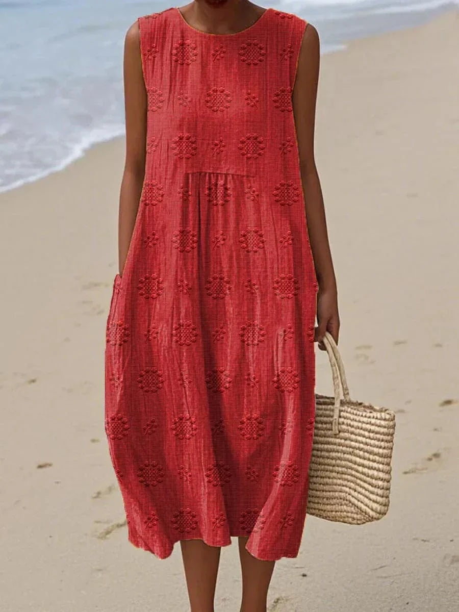 Orlena | Sleeveless Embroidered Summer Maxi Dress
