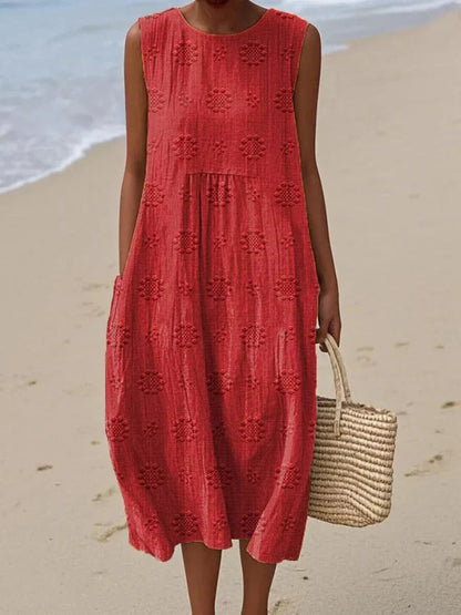 Orlena | Sleeveless Embroidered Summer Maxi Dress