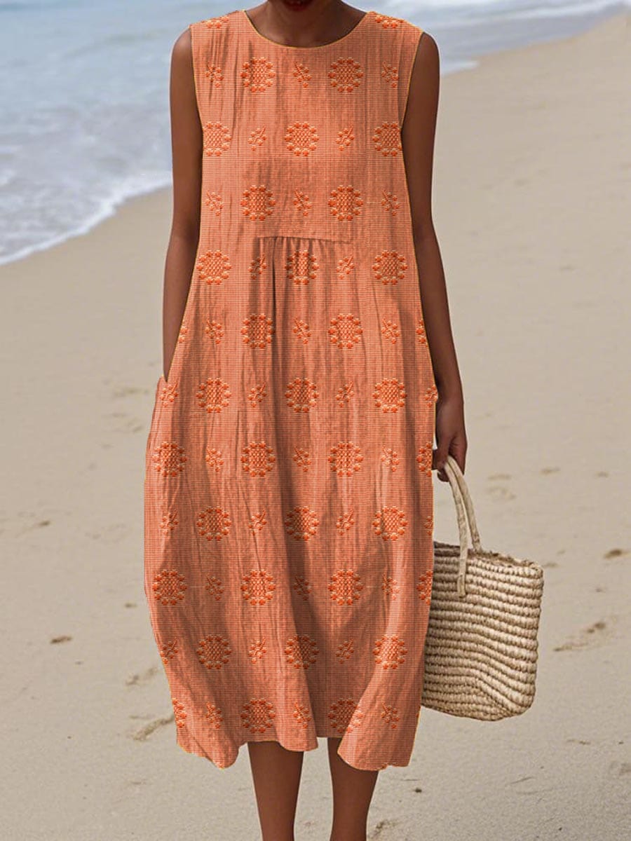 Orlena | Sleeveless Embroidered Summer Maxi Dress