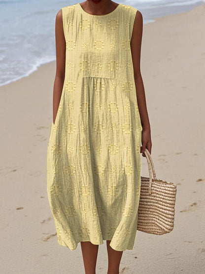 Orlena | Sleeveless Embroidered Summer Maxi Dress