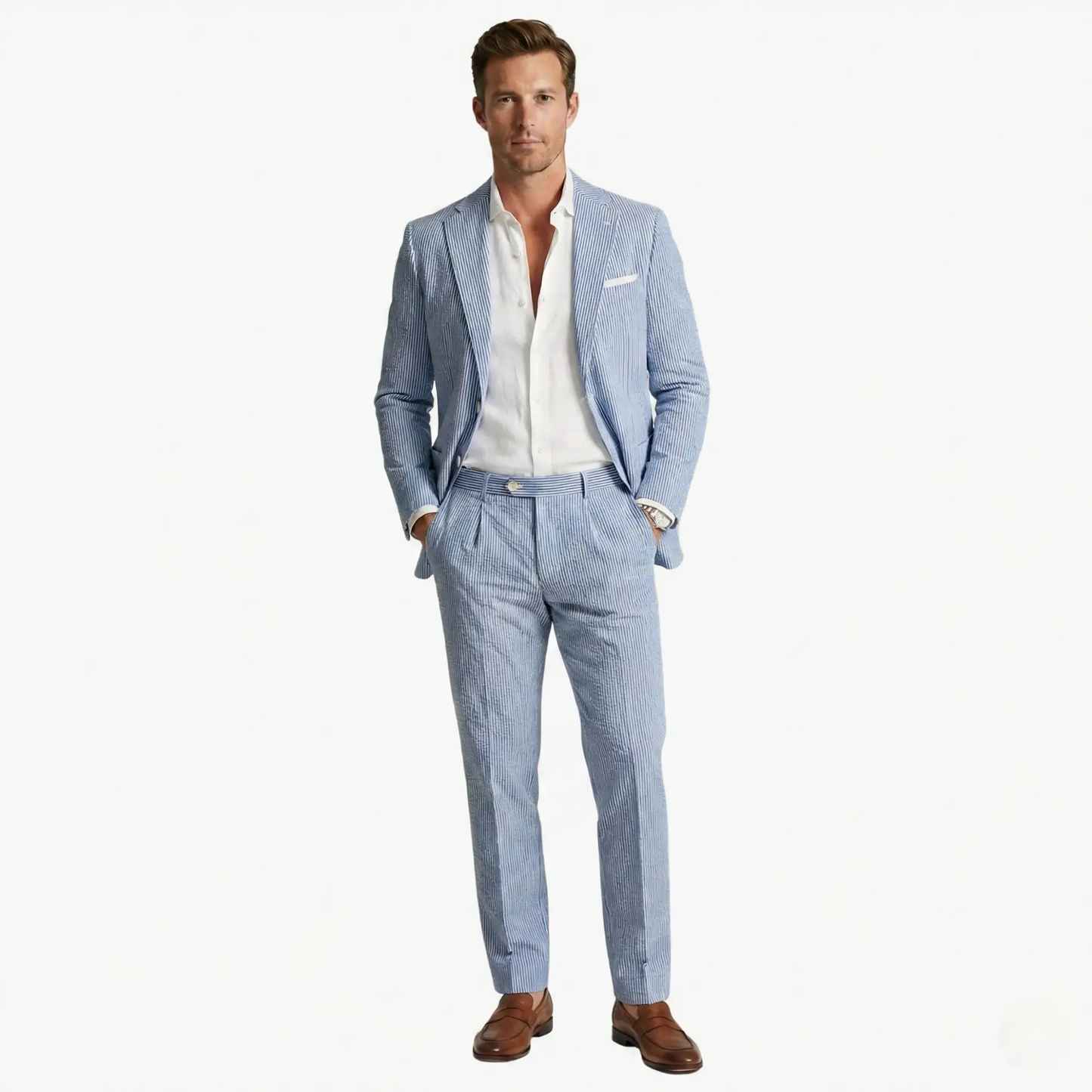 Fernando | Traje de verano para hombre con rayas finas y dos piezas