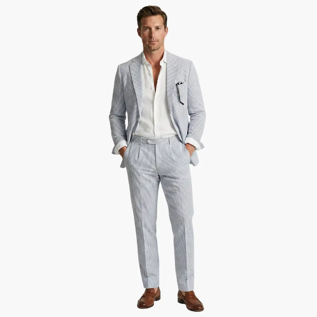 Fernando | Traje de verano para hombre con rayas finas y dos piezas