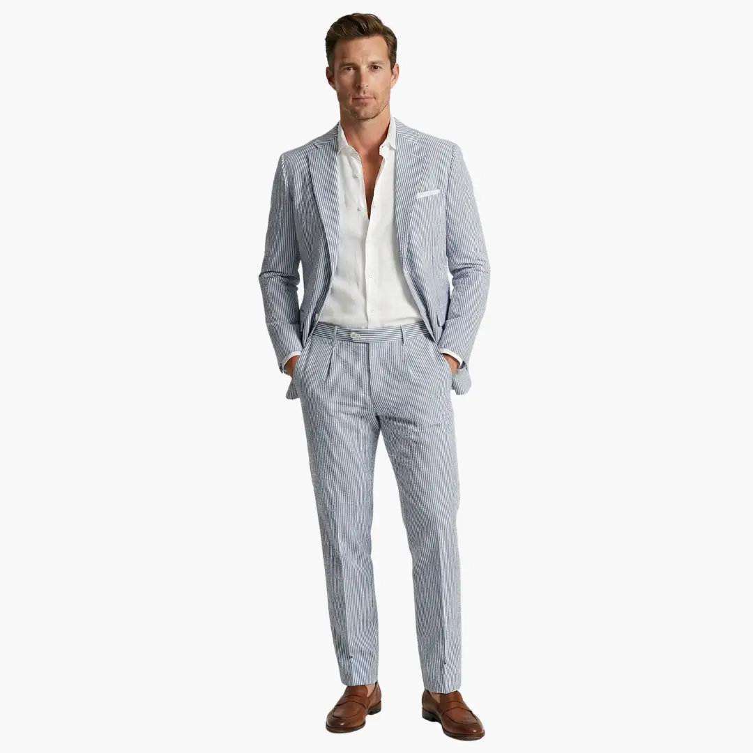 Fernando | Traje de verano para hombre con rayas finas y dos piezas
