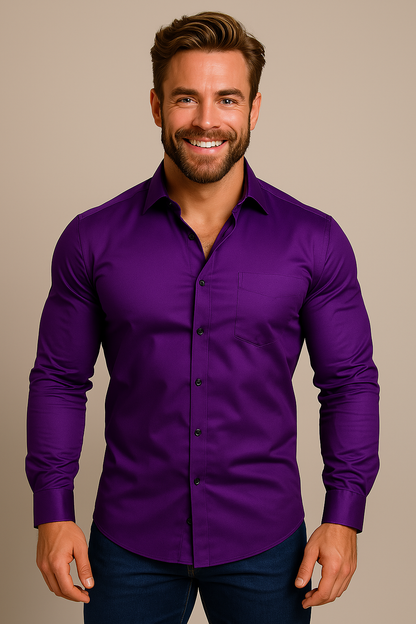 Valerio | Camisa primaveral de manga larga con cuello clásico para hombre