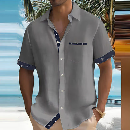 Silverio | Camisa casual para hombre con ribete en contraste | Fresca