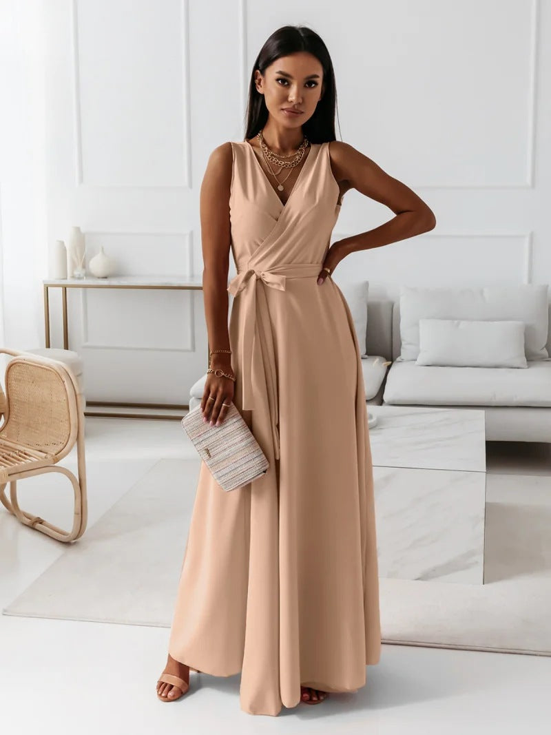Fayena | Vestido maxi de invitada con diseño cruzado elegante para mujer