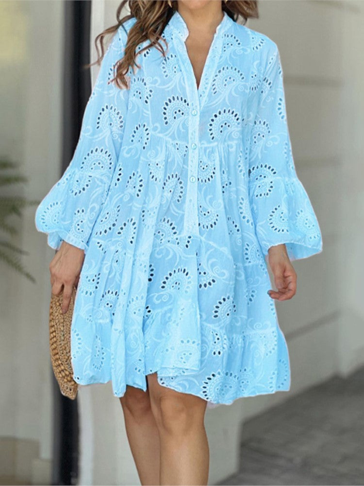 Gala | Vestido mini para mujer con bordado calado y volantes
