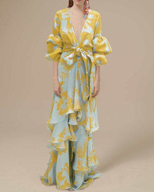 Camila | Robe longue de cérémonie portefeuille et imprimée