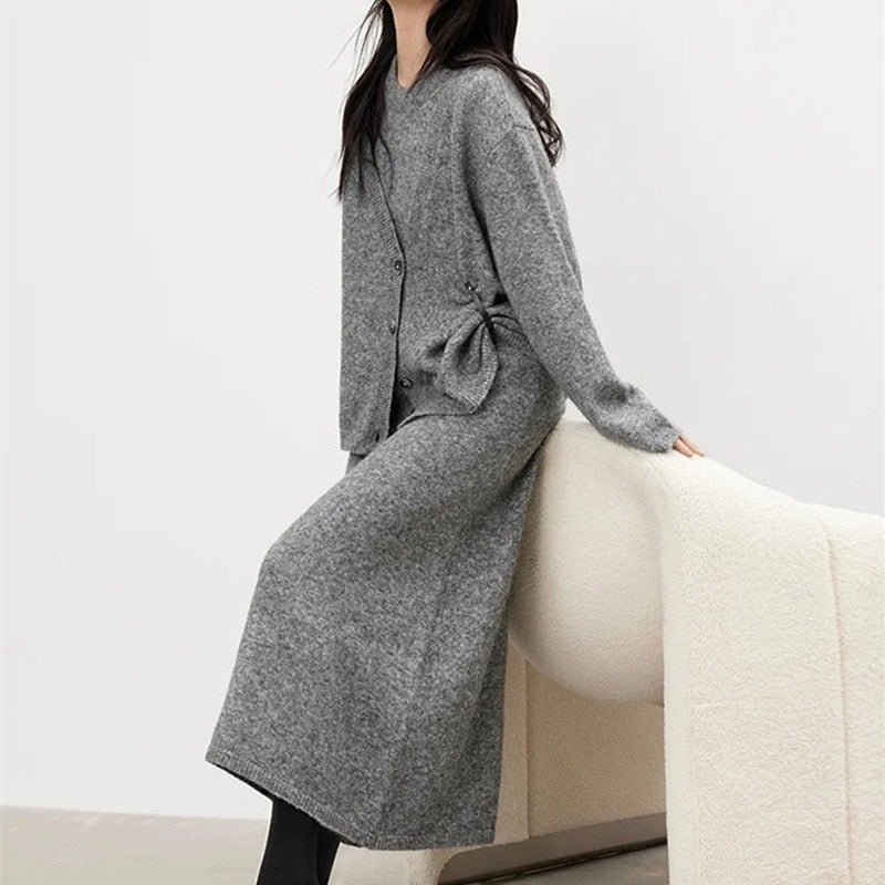 Aranza | Conjunto para mujer con vestido largo y cárdigan suave | Elegante