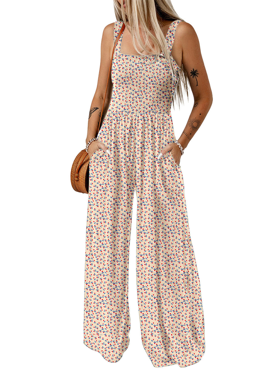 Jasmirael | Women's Wide-Leg Spring Floral Jumpsuit
