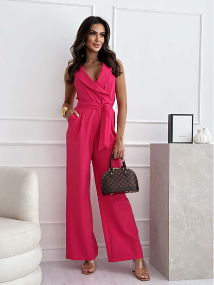 Candela | Jumpsuit elegante sin mangas con escote cruzado y cinturón