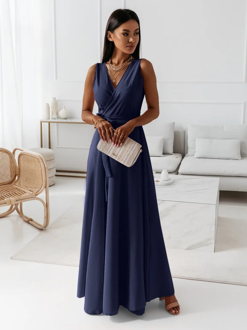 Fayena | Vestido maxi de invitada con diseño cruzado elegante para mujer