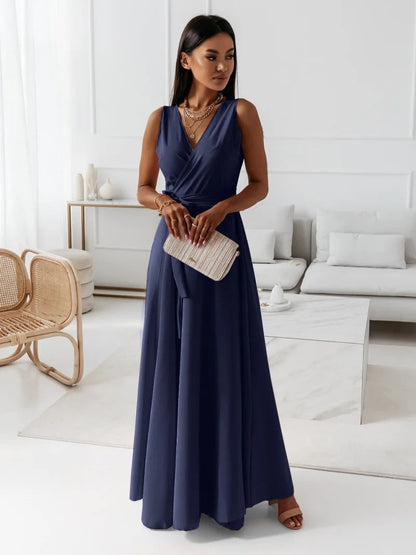 Fayena | Vestido maxi de invitada con diseño cruzado elegante para mujer