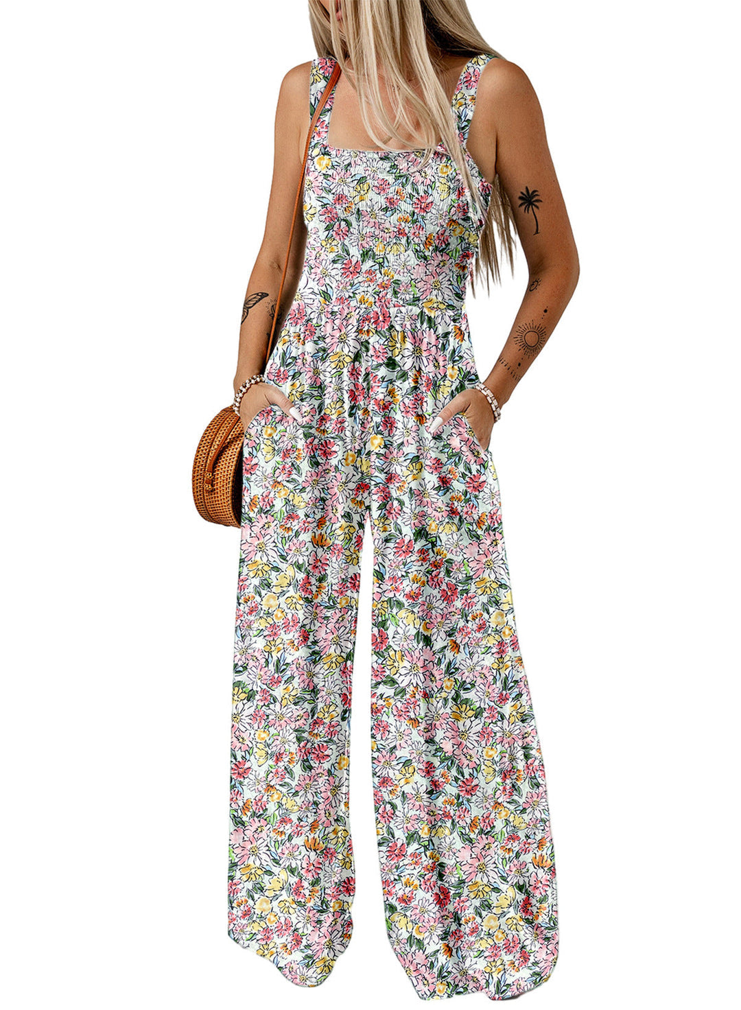 Jasmirael | Women's Wide-Leg Spring Floral Jumpsuit