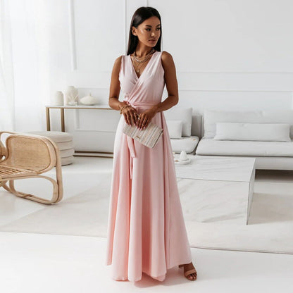 Fayena | Vestido maxi de invitada con diseño cruzado elegante para mujer