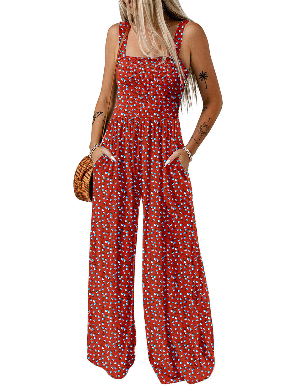 Jasmirael | Women's Wide-Leg Spring Floral Jumpsuit