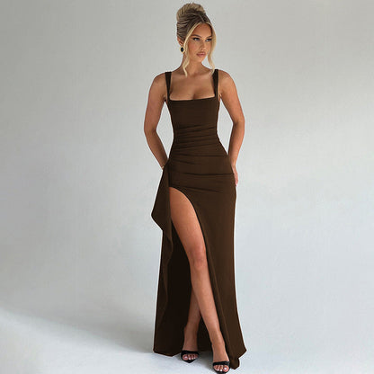 Elisa | Robe longue femme fendue et dos nu