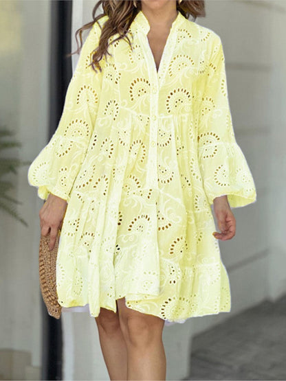 Gala | Vestido mini para mujer con bordado calado y volantes